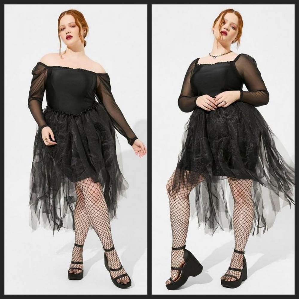 Torrid Hi-Low Off Shoulder Black Dress 2X NWT OBO